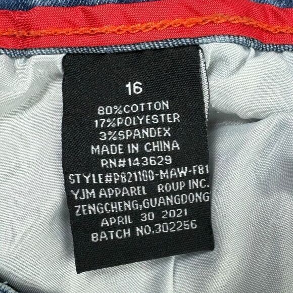 Public Supply Co. NYC Distressed Slim Straight Jeans 16 Big Boy Blue Acid Wash - Picture 9 of 12